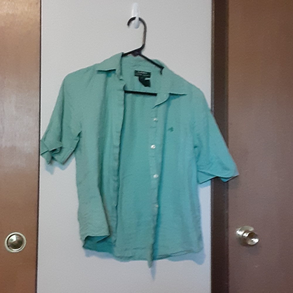 Ralph lauren teal button up tee